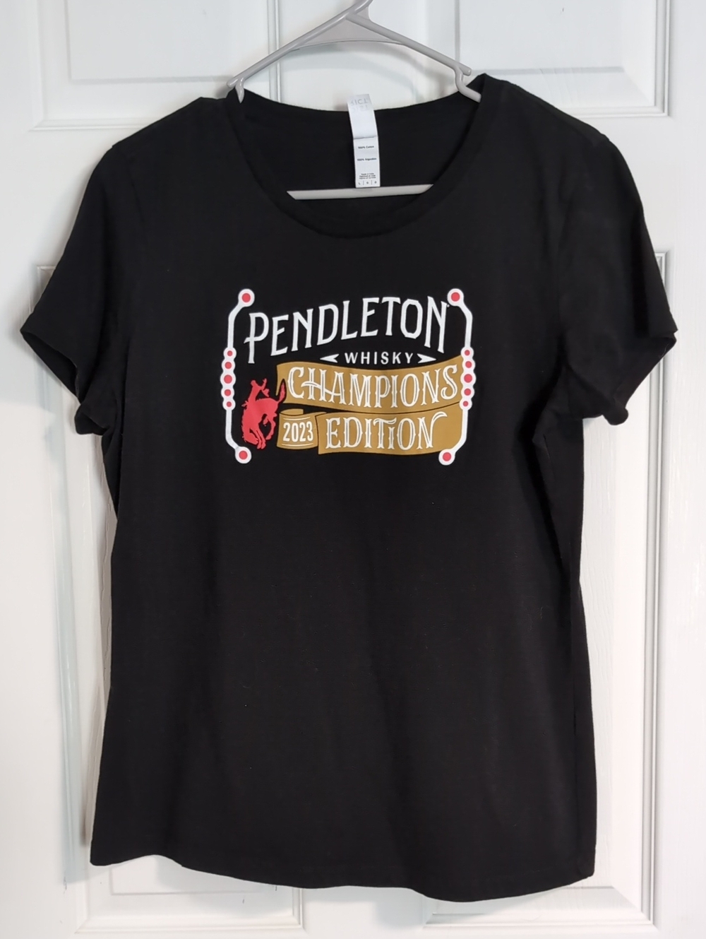 Pendleton Whisky Black Tee with Gold and Red Graphic